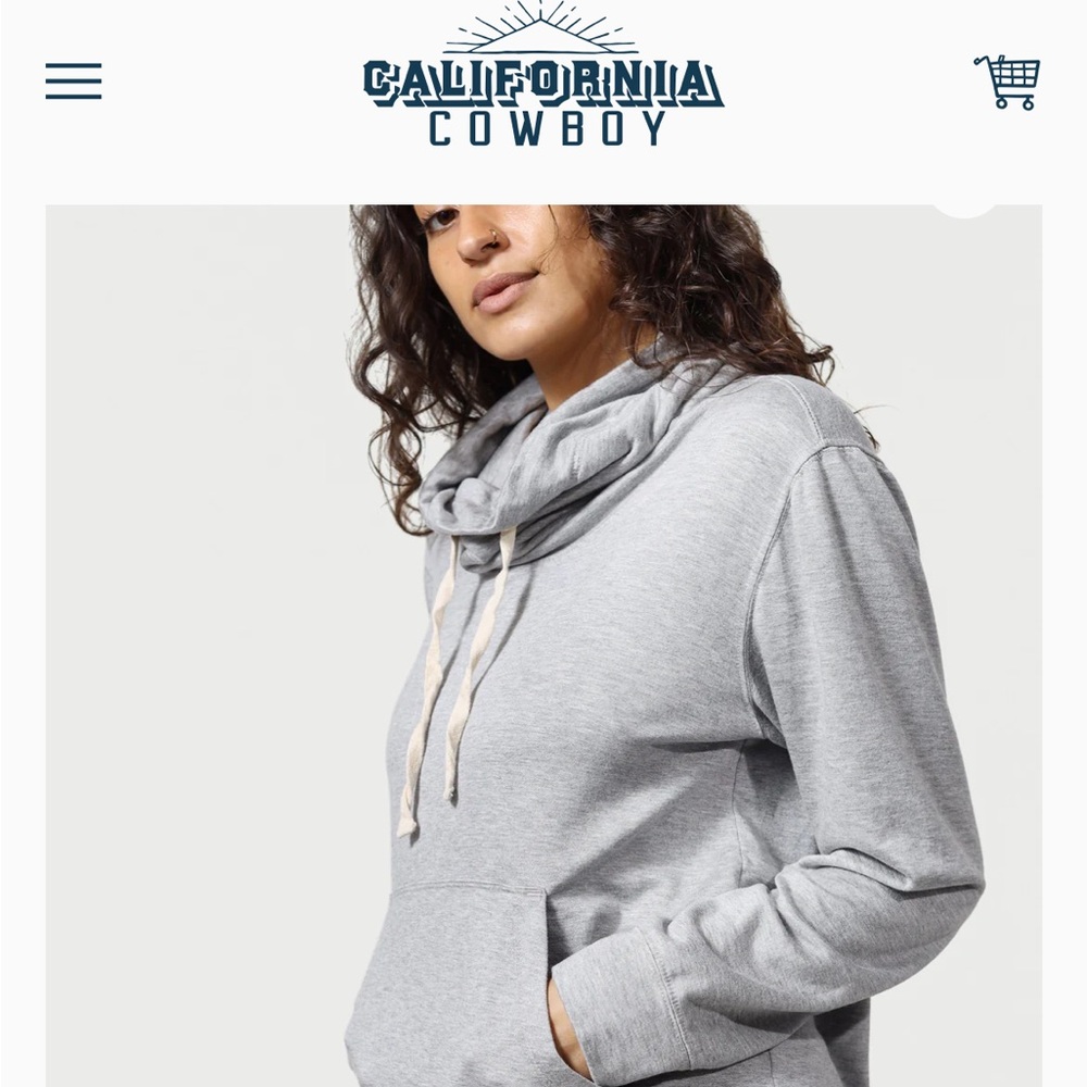 California Cowboy Wagyu Fleece Cowl Neck Sweatshirt Size XXL Heather Gray